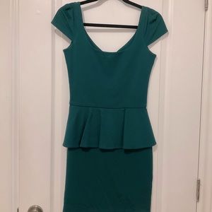 Amanda Uprichard forest green peplum dress size small